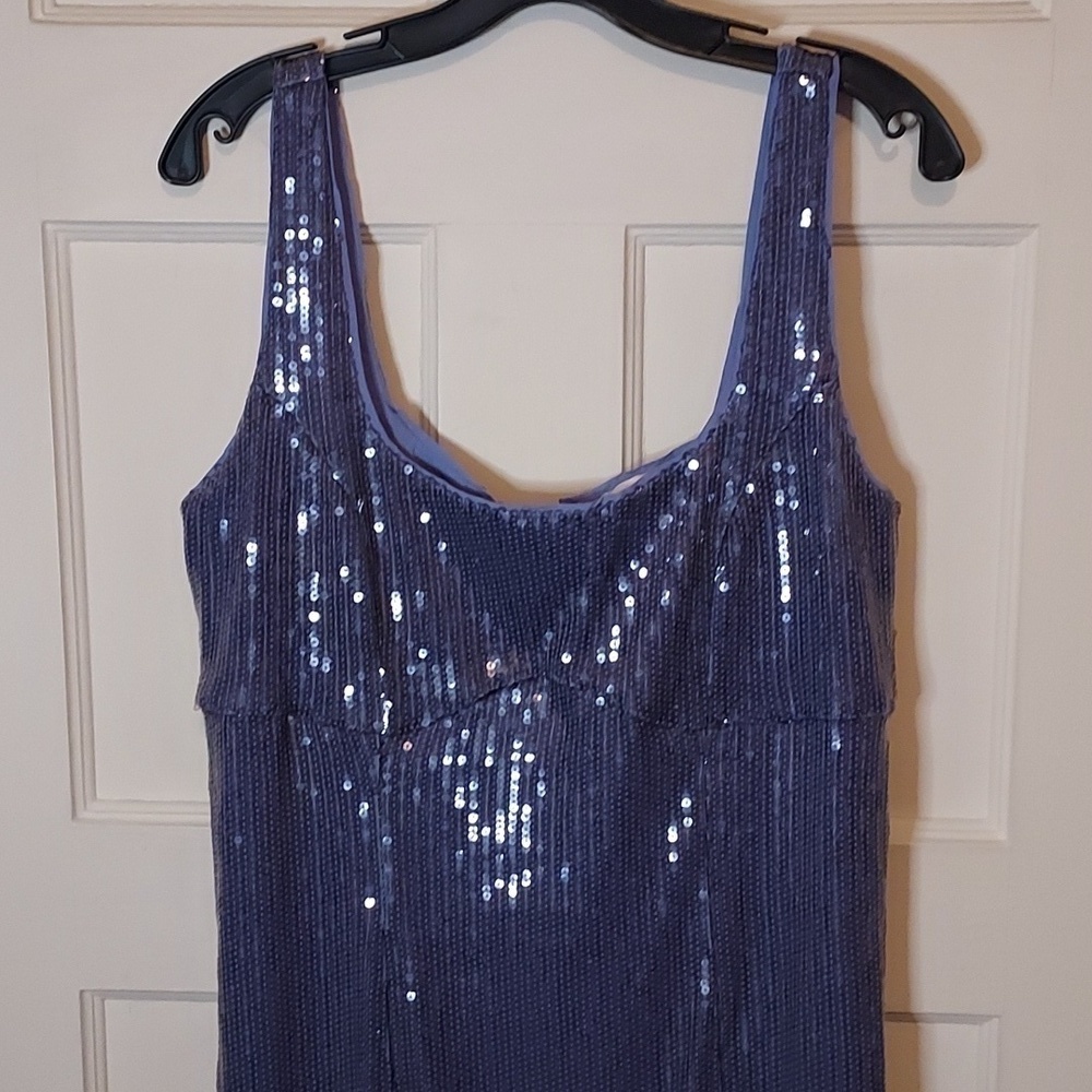 Pilcro Sequin Slim Midi Dress in Blue/Silver - Picture 5 of 16
